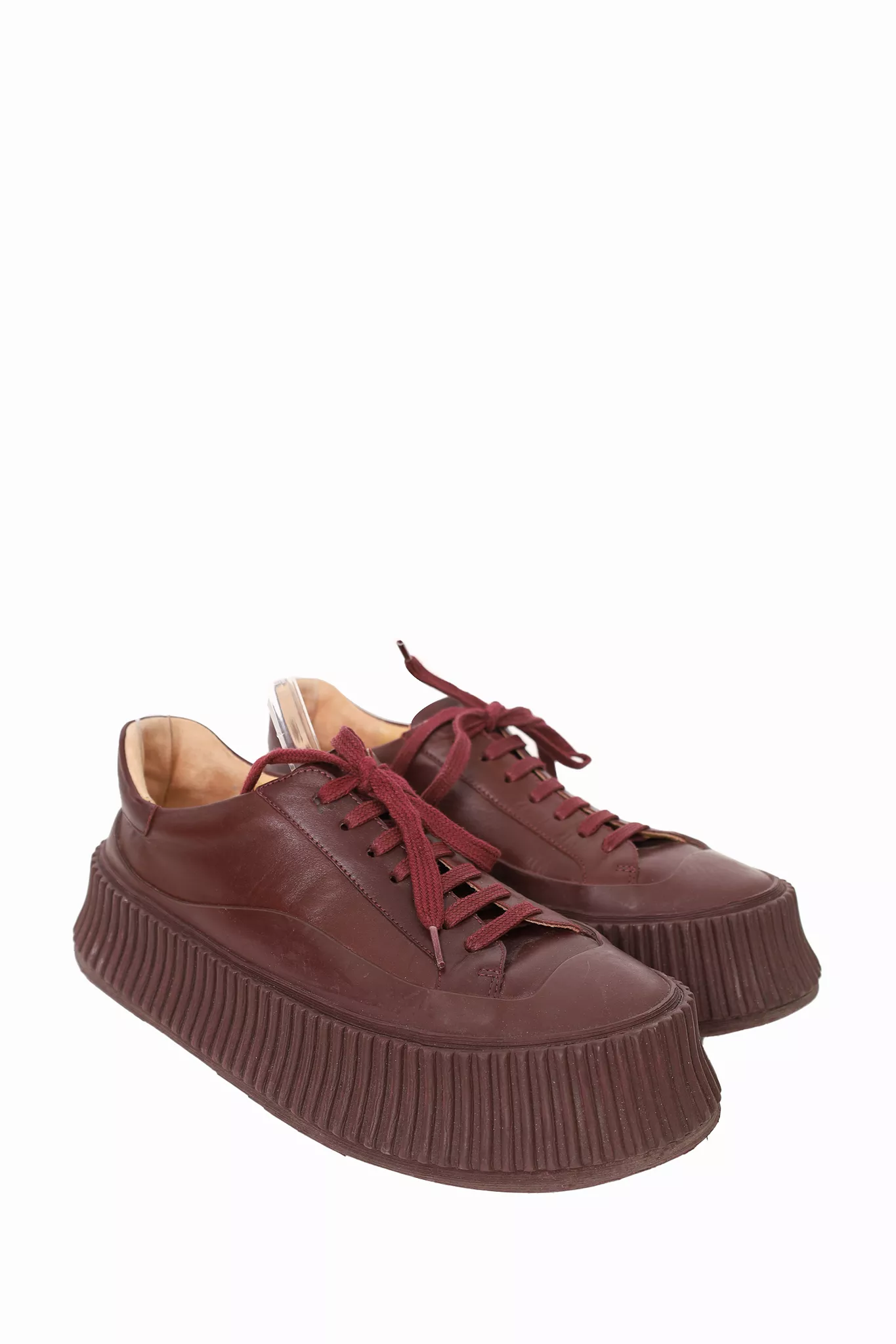 Jil Sander Burgundy Leather Platform Sneaker size 37