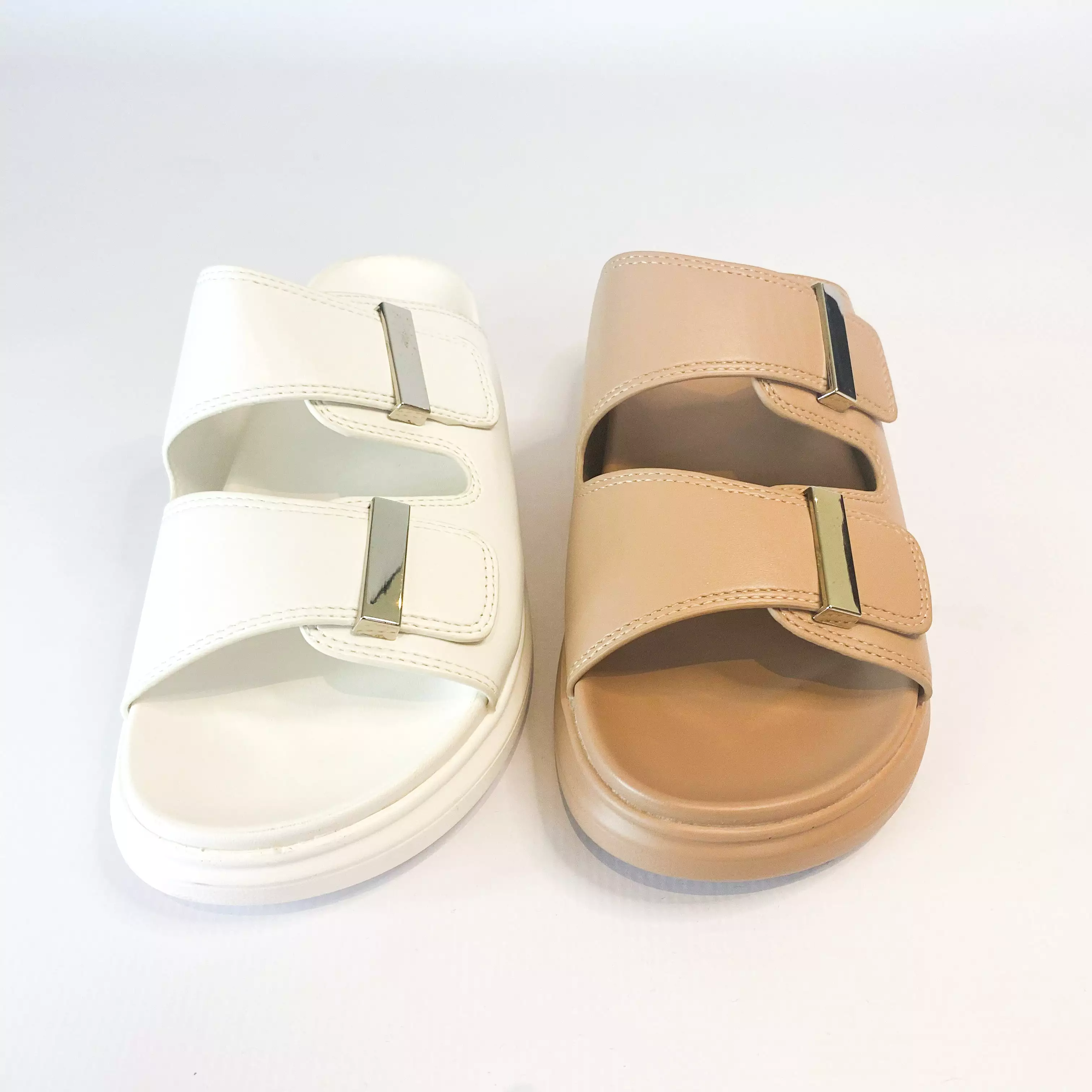 KG white double strap sandal