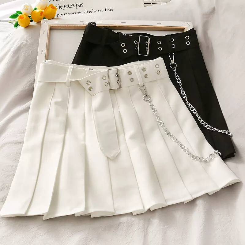 KOREAN FASHION PLEATED CHAIN SKIRT BY61901