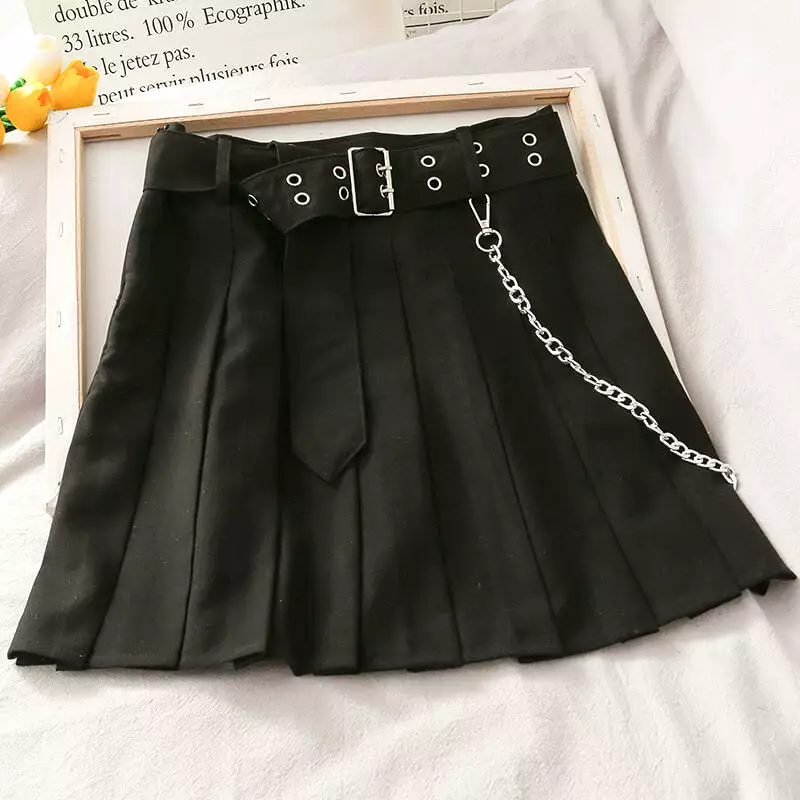 KOREAN FASHION PLEATED CHAIN SKIRT BY61901