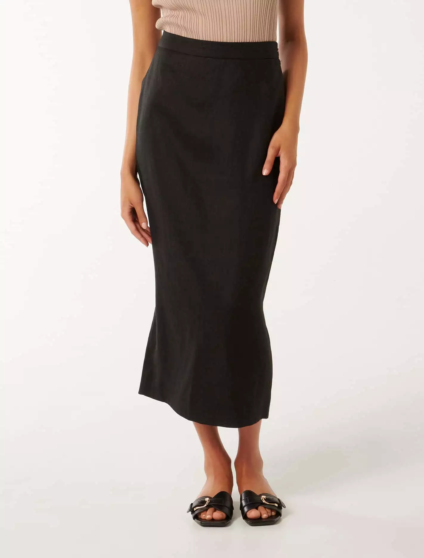 Lucy Petite Linen Column Midi Skirt