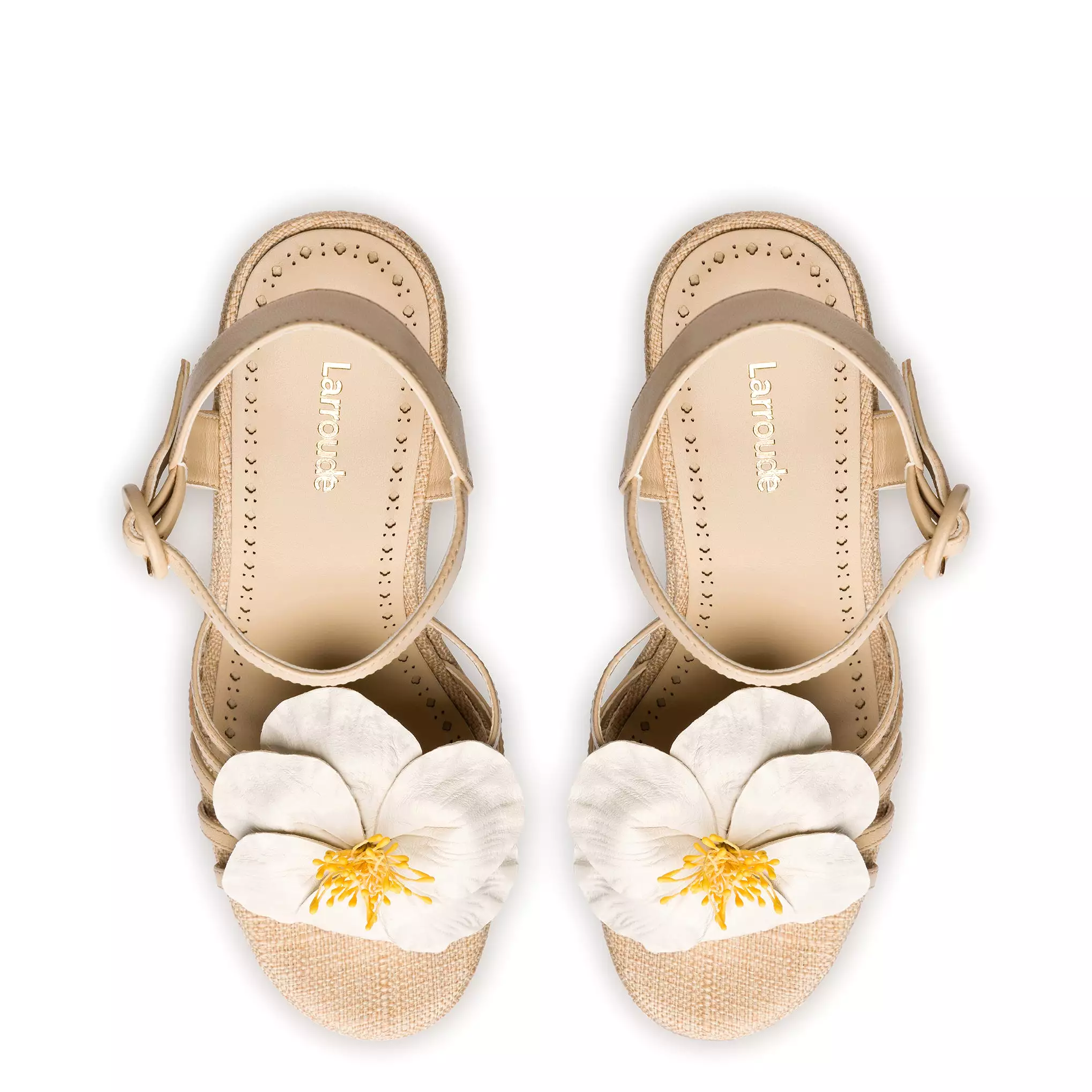 Magnolia Wedge In Ivory Leather