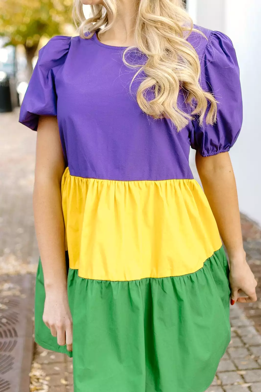 Mardi Gras Tiered Babydoll Dress