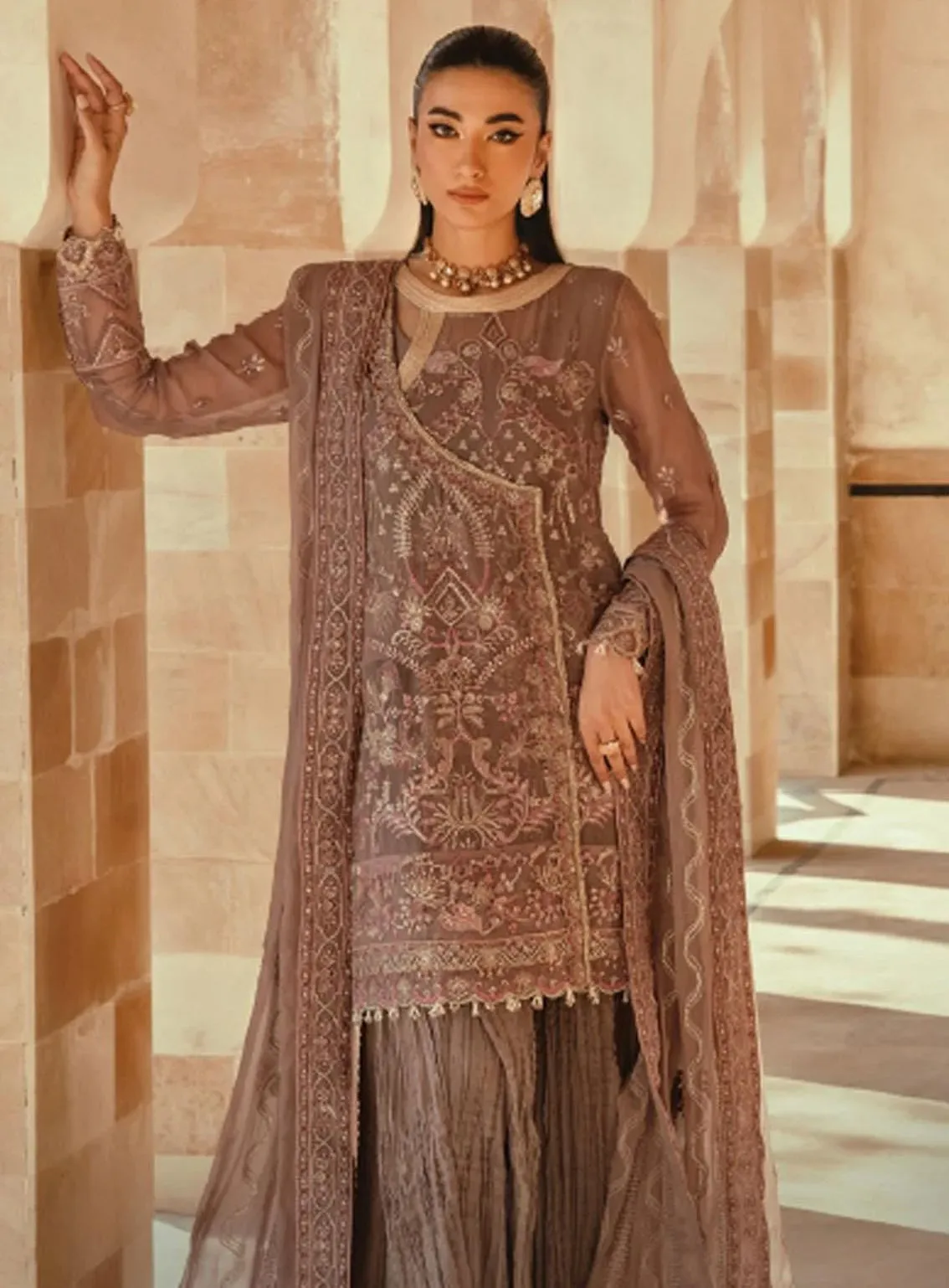 Mehr-un-Nissa By Florent Embroidered Chiffon Unstitched 4 Piece Suit - FL23MN FL-02