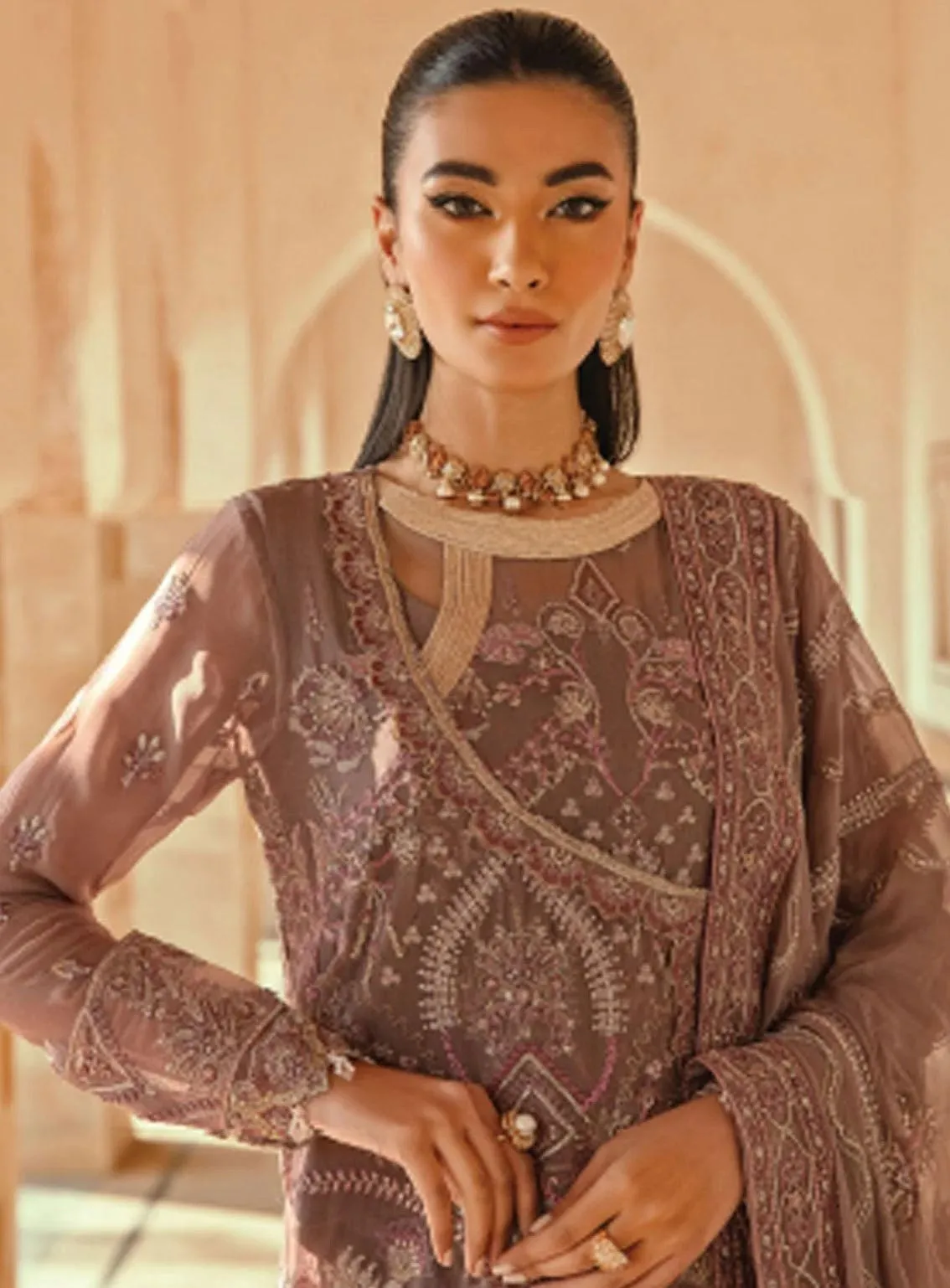 Mehr-un-Nissa By Florent Embroidered Chiffon Unstitched 4 Piece Suit - FL23MN FL-02