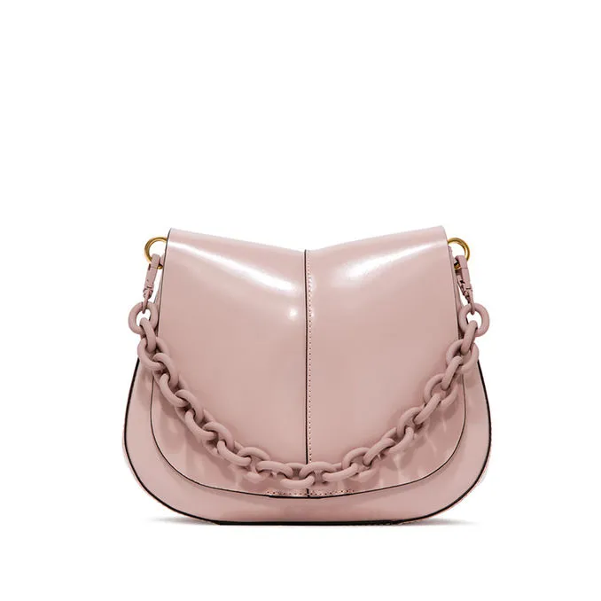 MID HELENA ROUND IN SHINY LEATHER Woman Blush