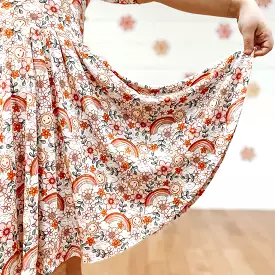 MID SLEEVE TWIRL DRESS- Happiness