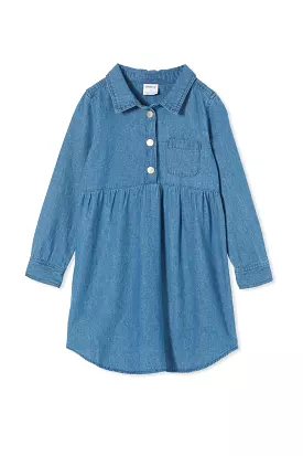 Milky Denim Shirt Dress