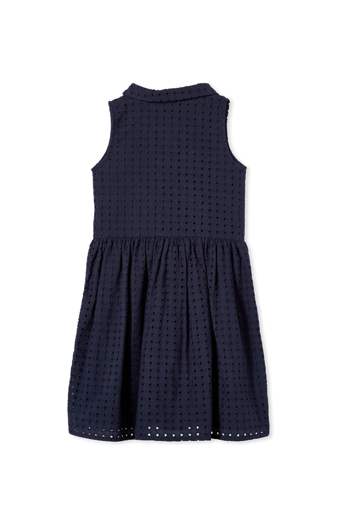 Milky Navy Broderie Dress