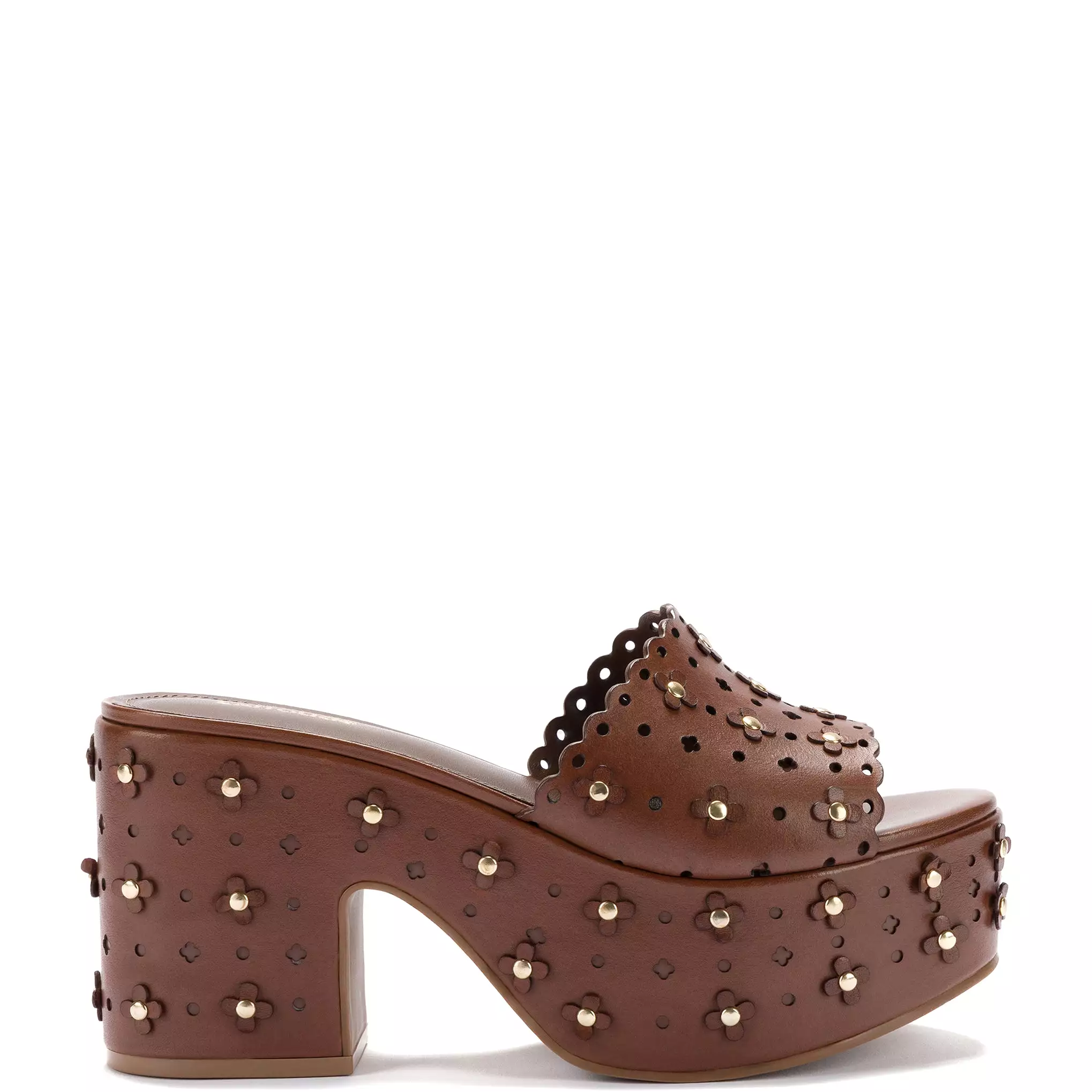 Miso Platform Sandal In Brown Leather