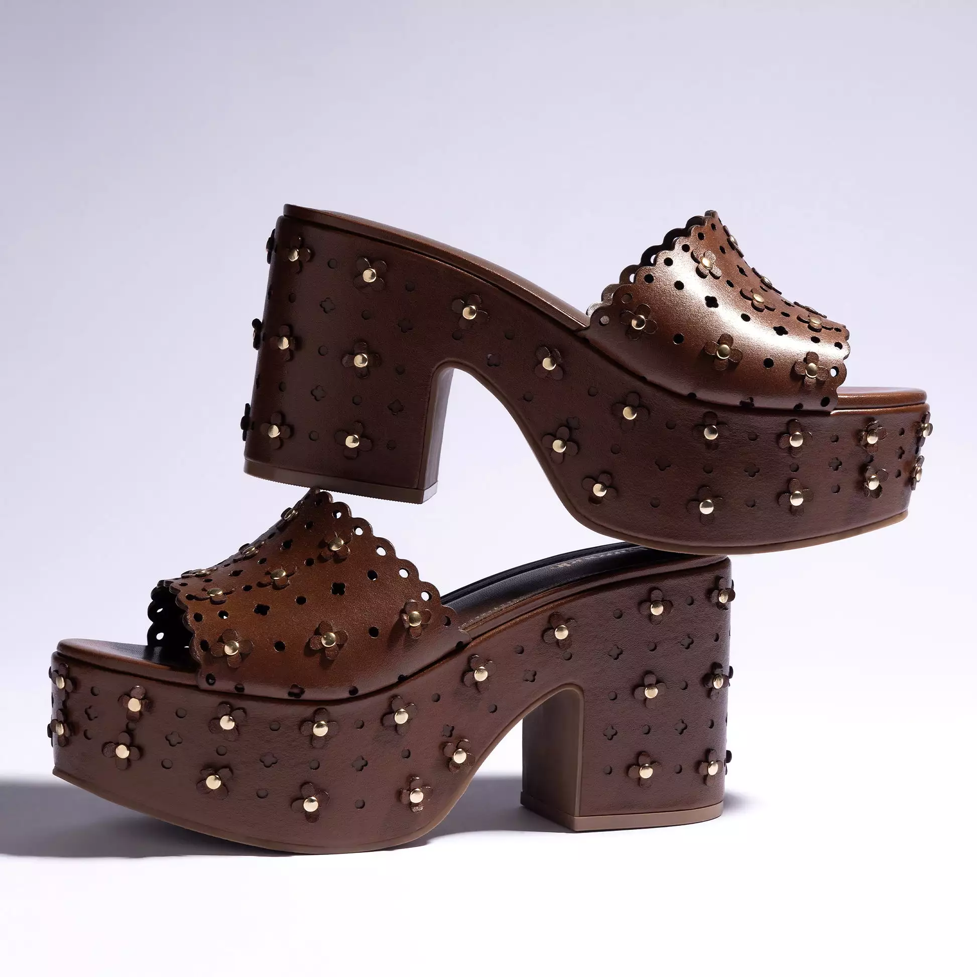 Miso Platform Sandal In Brown Leather