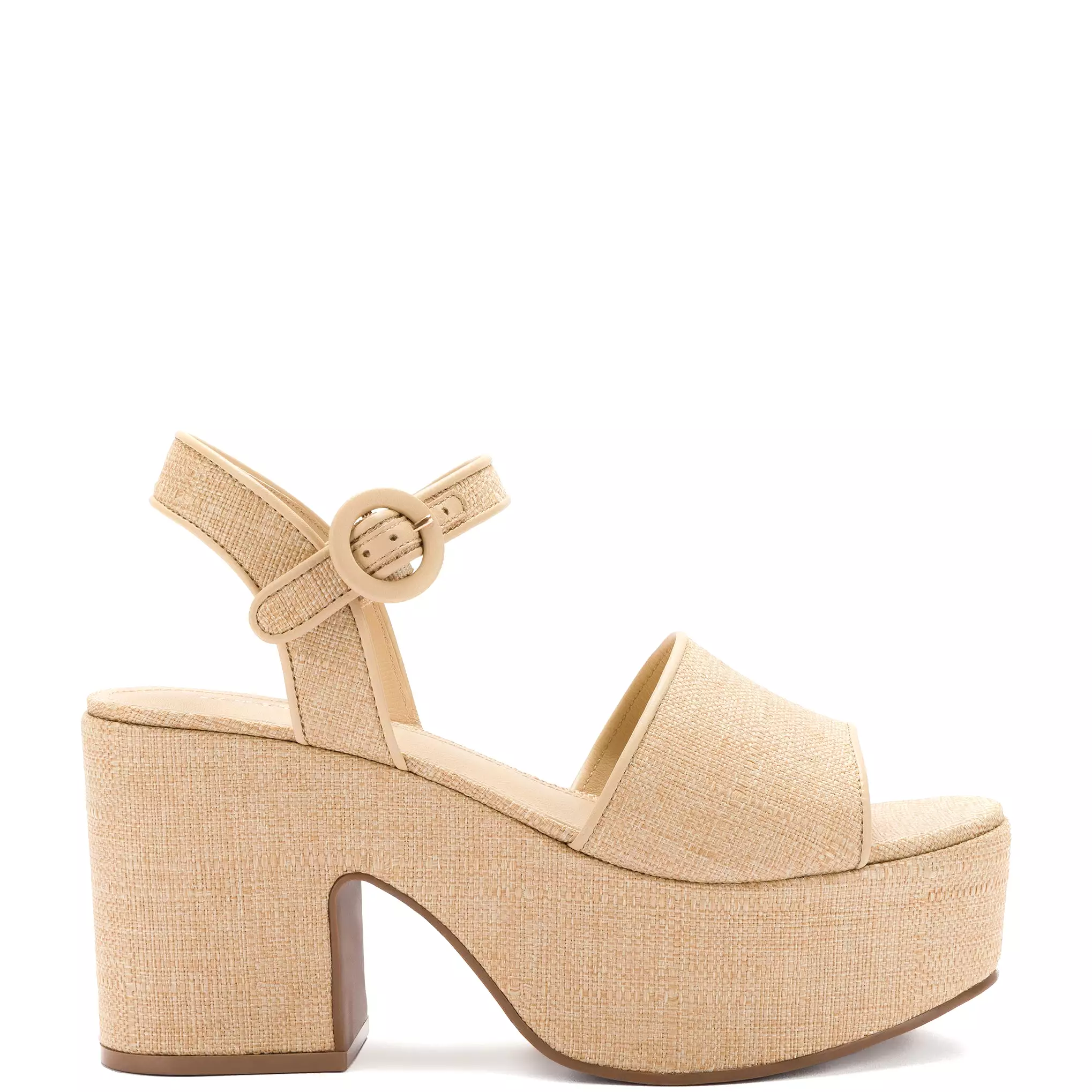 Miso Platform Strap Sandal In Beige Raffia