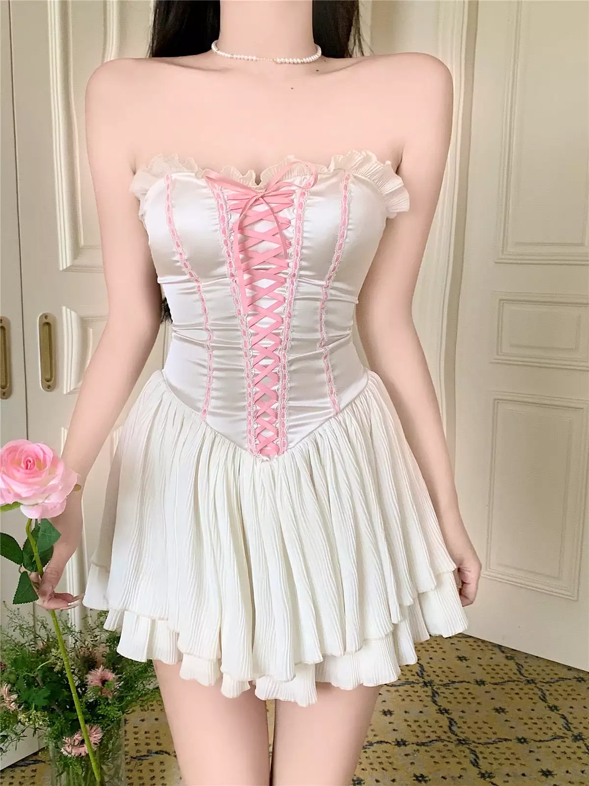 New French fairy Strapless dress BY8088