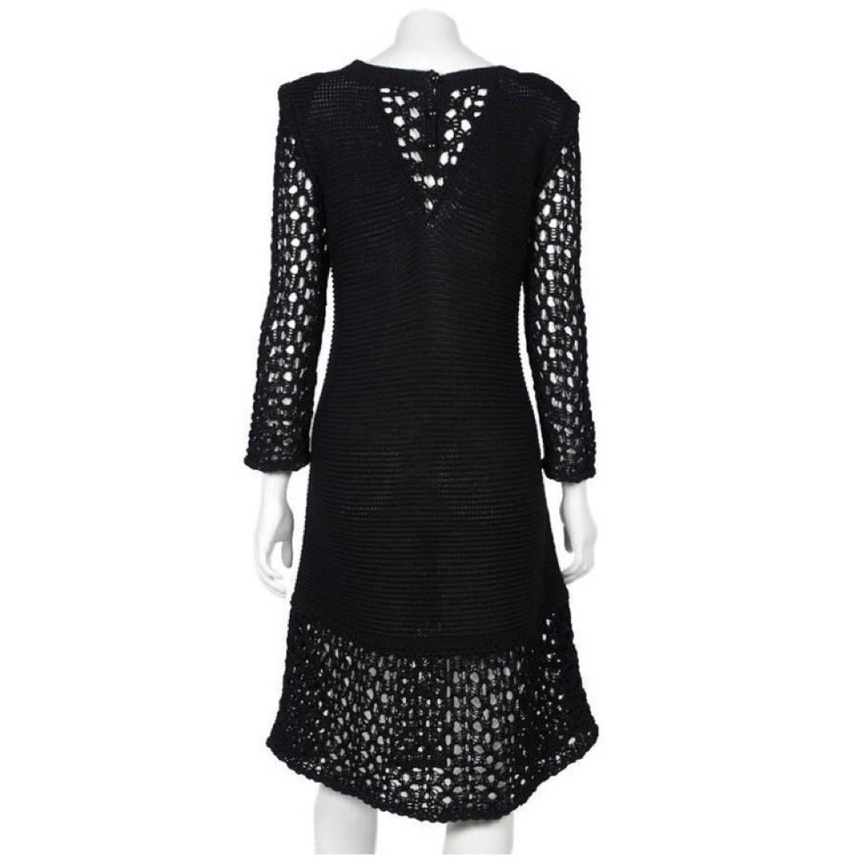 NWT Chanel 14P 2014 Spring Black Maxi Crochet Dress FR 38