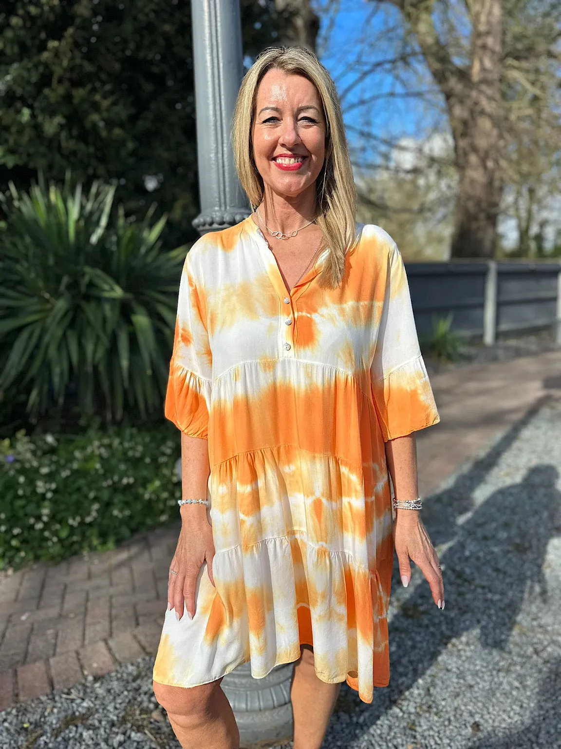 Orange Tie Dye Tiered Tunic Hattie