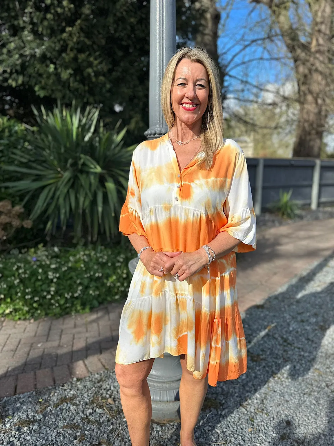 Orange Tie Dye Tiered Tunic Hattie