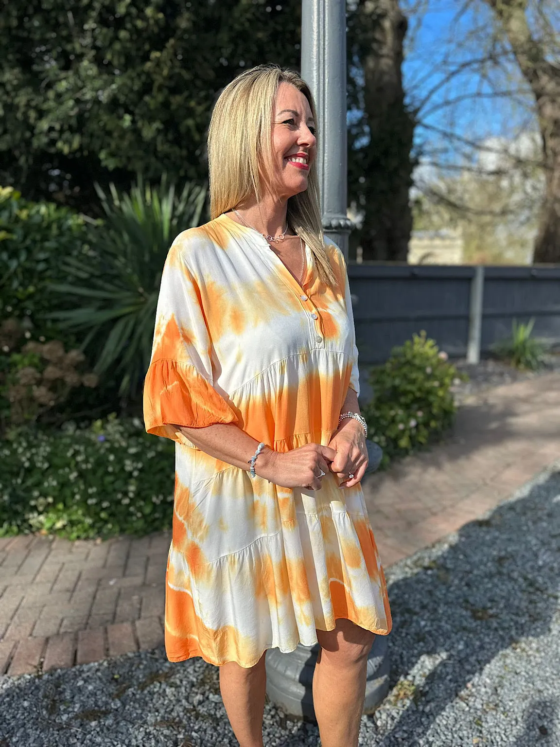 Orange Tie Dye Tiered Tunic Hattie