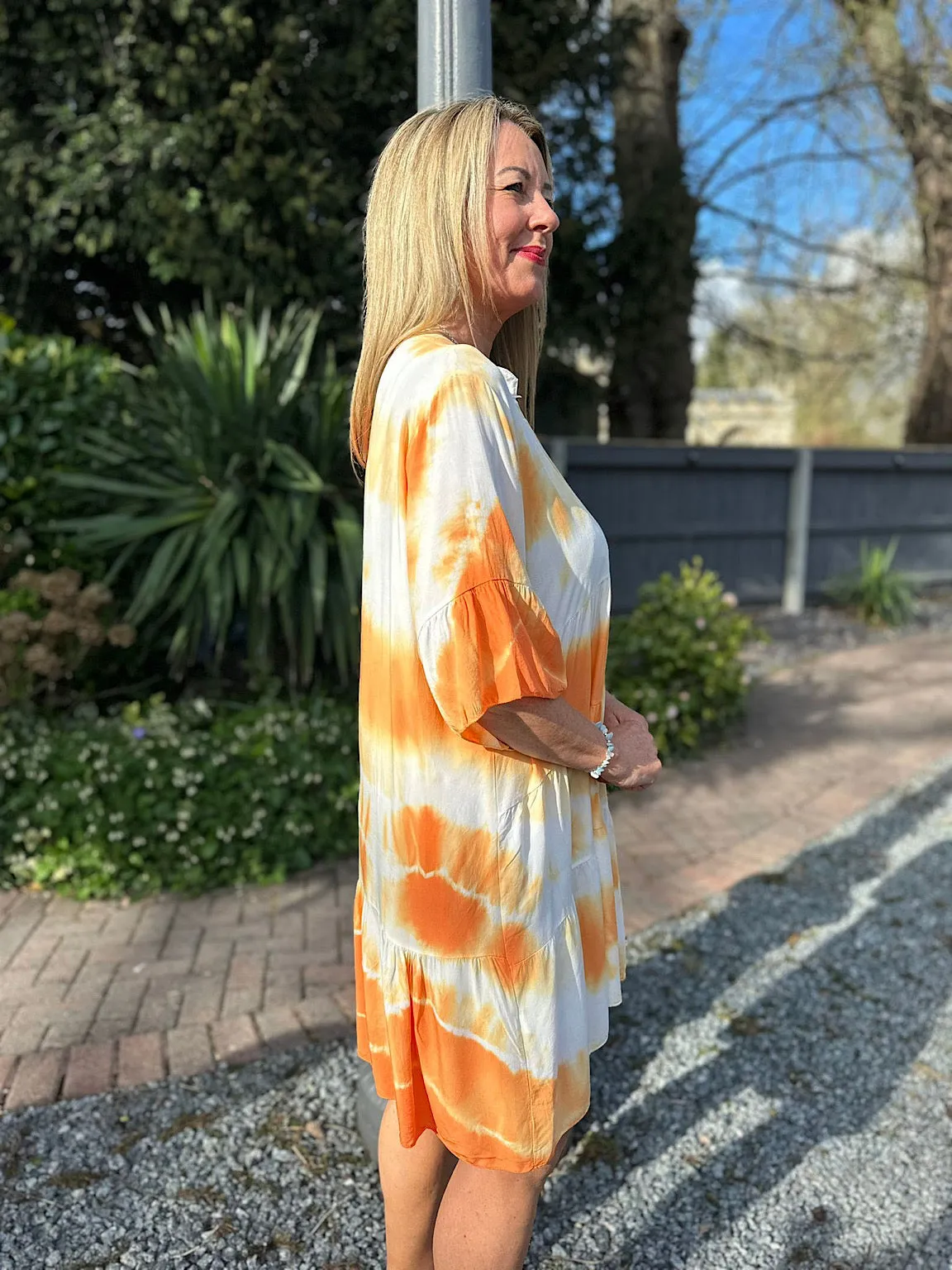 Orange Tie Dye Tiered Tunic Hattie