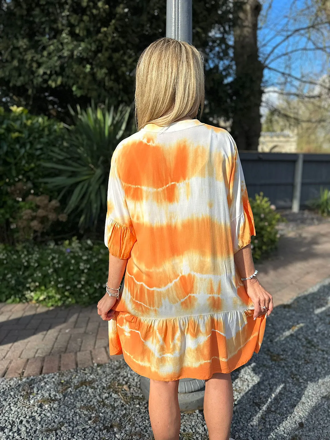 Orange Tie Dye Tiered Tunic Hattie