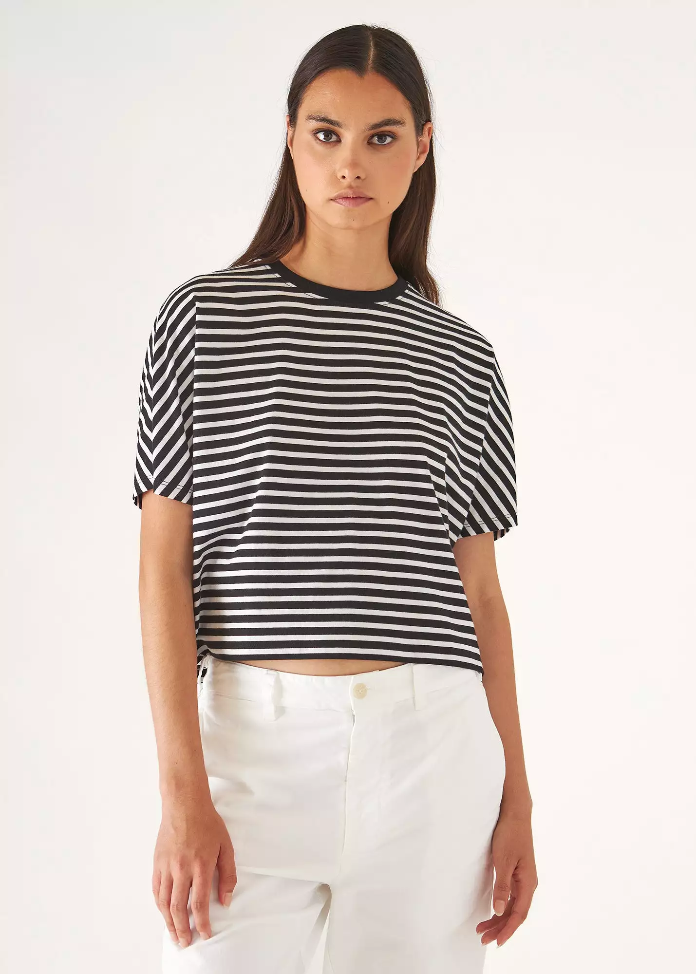 ORGANIC PIMA COTTON STRIPE DOLMAN T-SHIRT