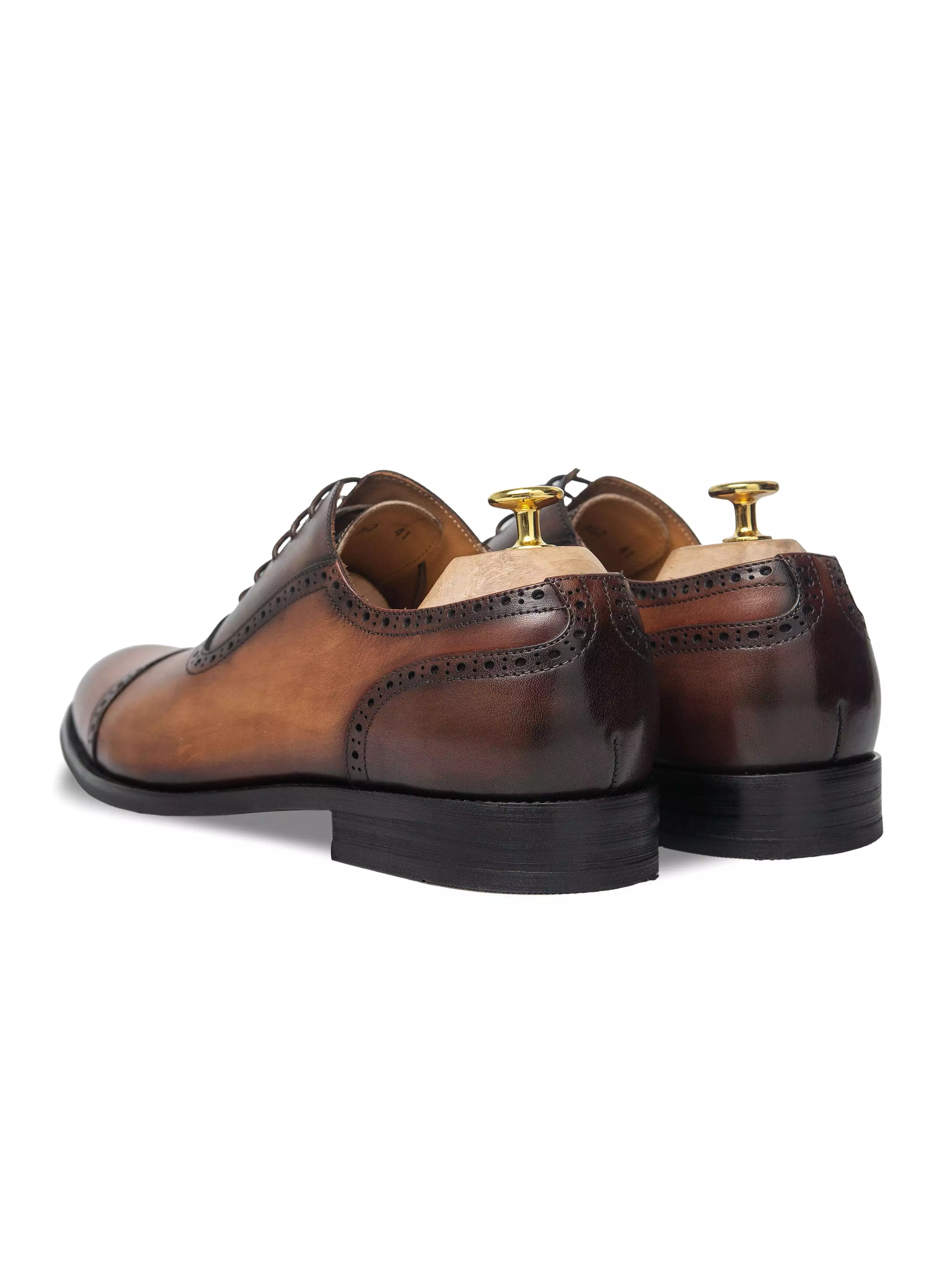 Oxford Cap Toe Adelaide - Duo-Tone Cognac Tan Lace Up (Hand Painted Patina)