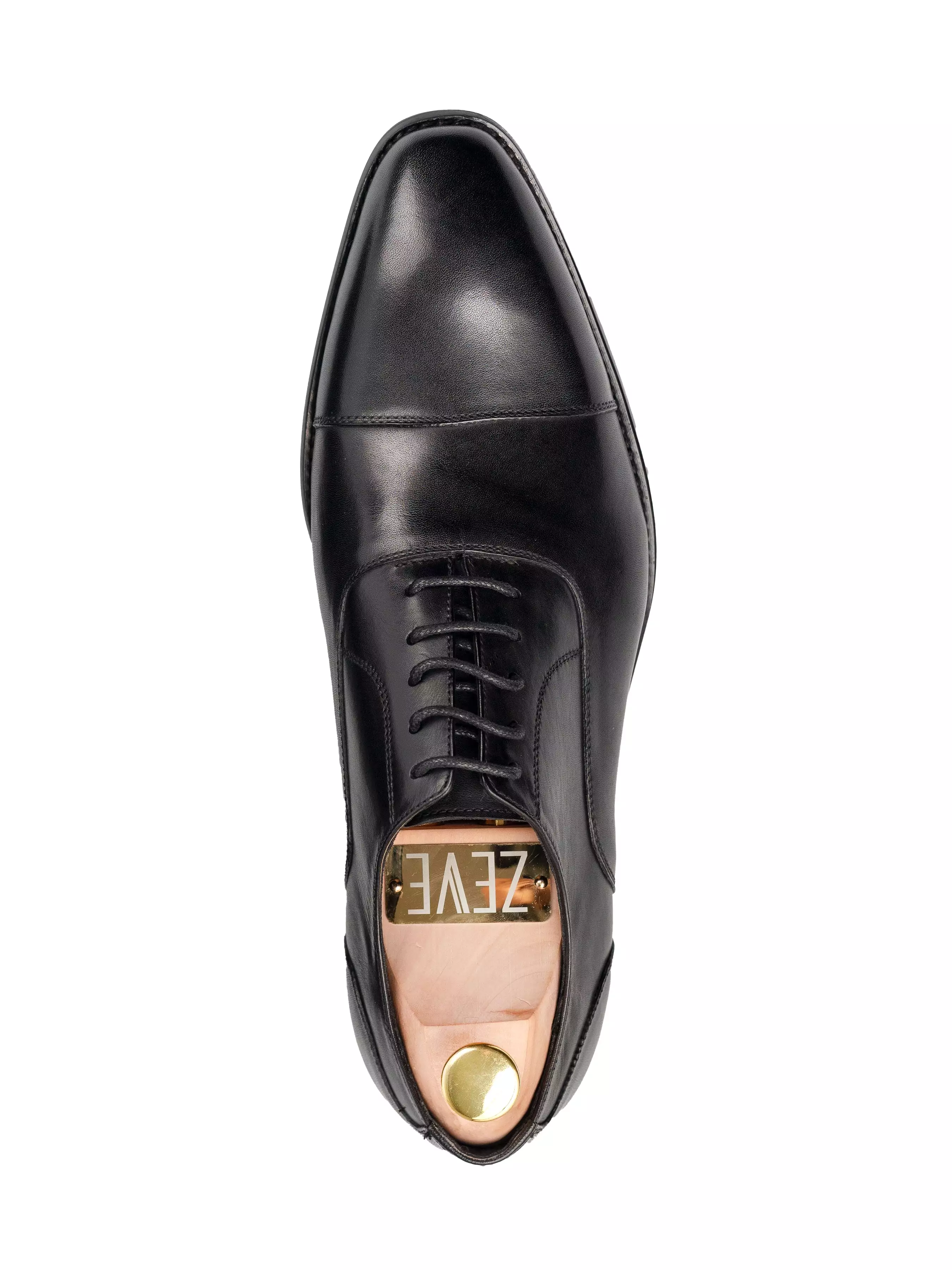 Oxford Cap Toe - Black Lace Up (Chisel Toe)