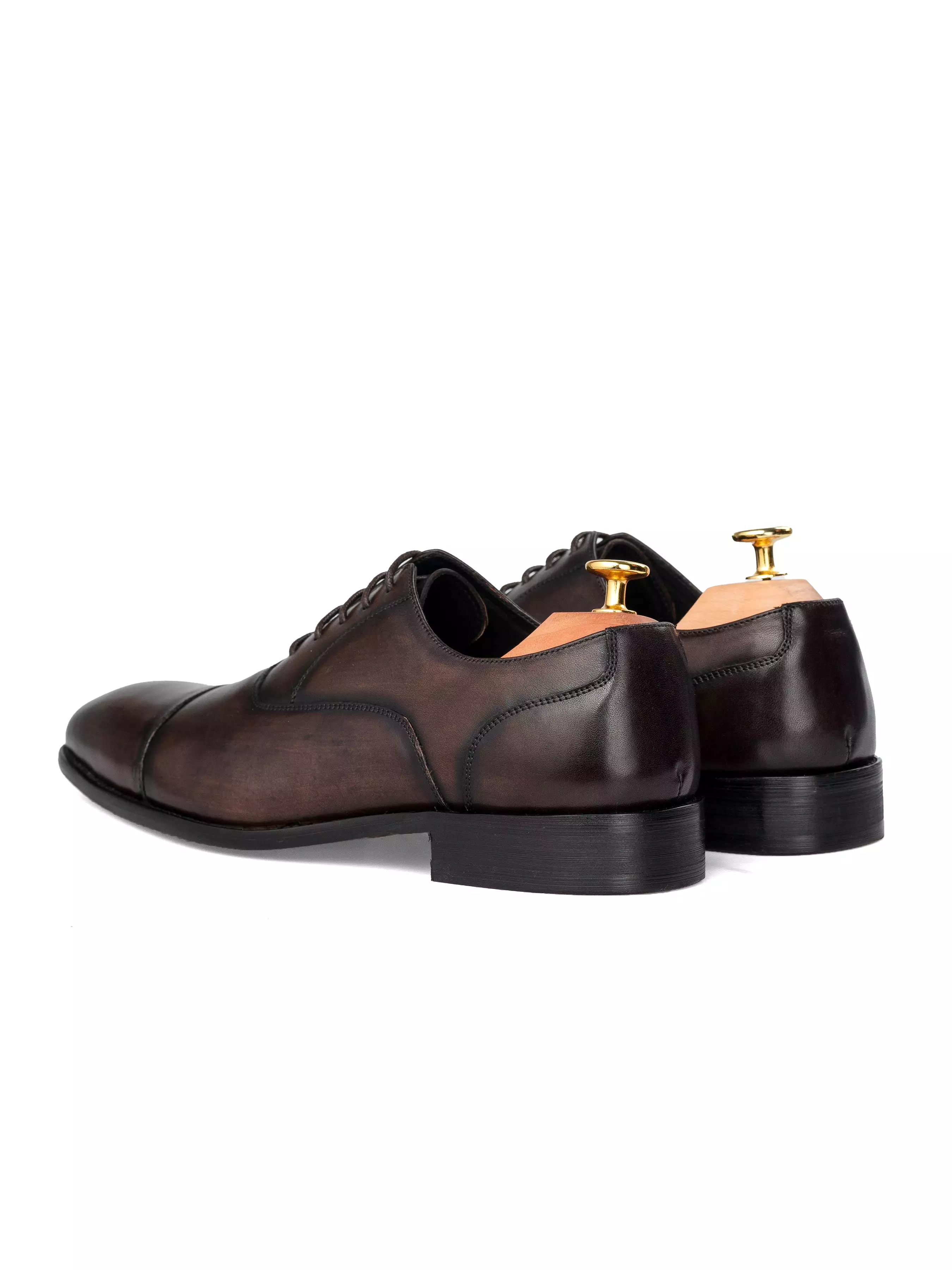 Oxford Cap Toe - Dark Brown Patina Lace Up (Chisel Toe)