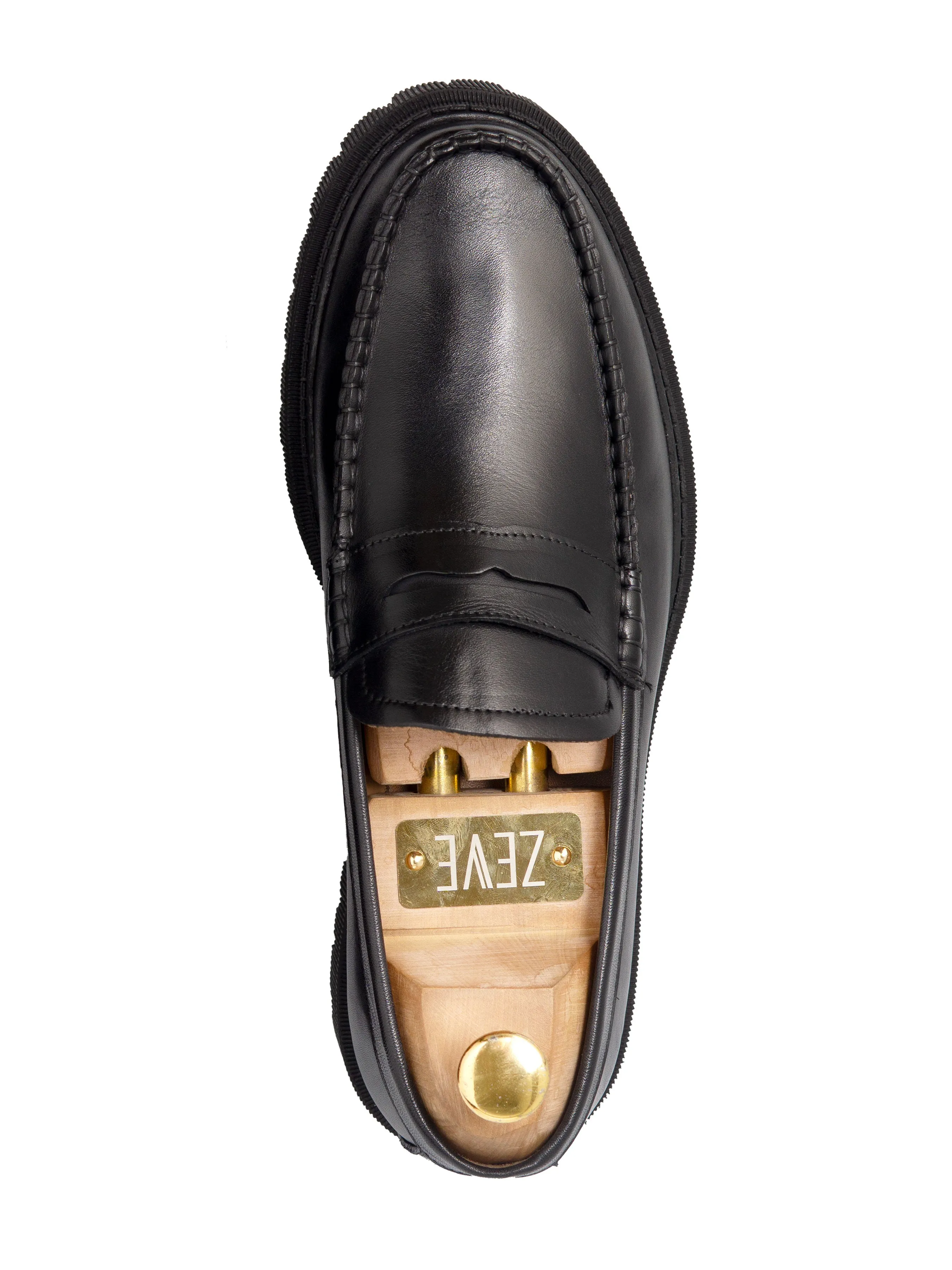 Penny Loafer - Solid Black Leather (Chunky Sole)