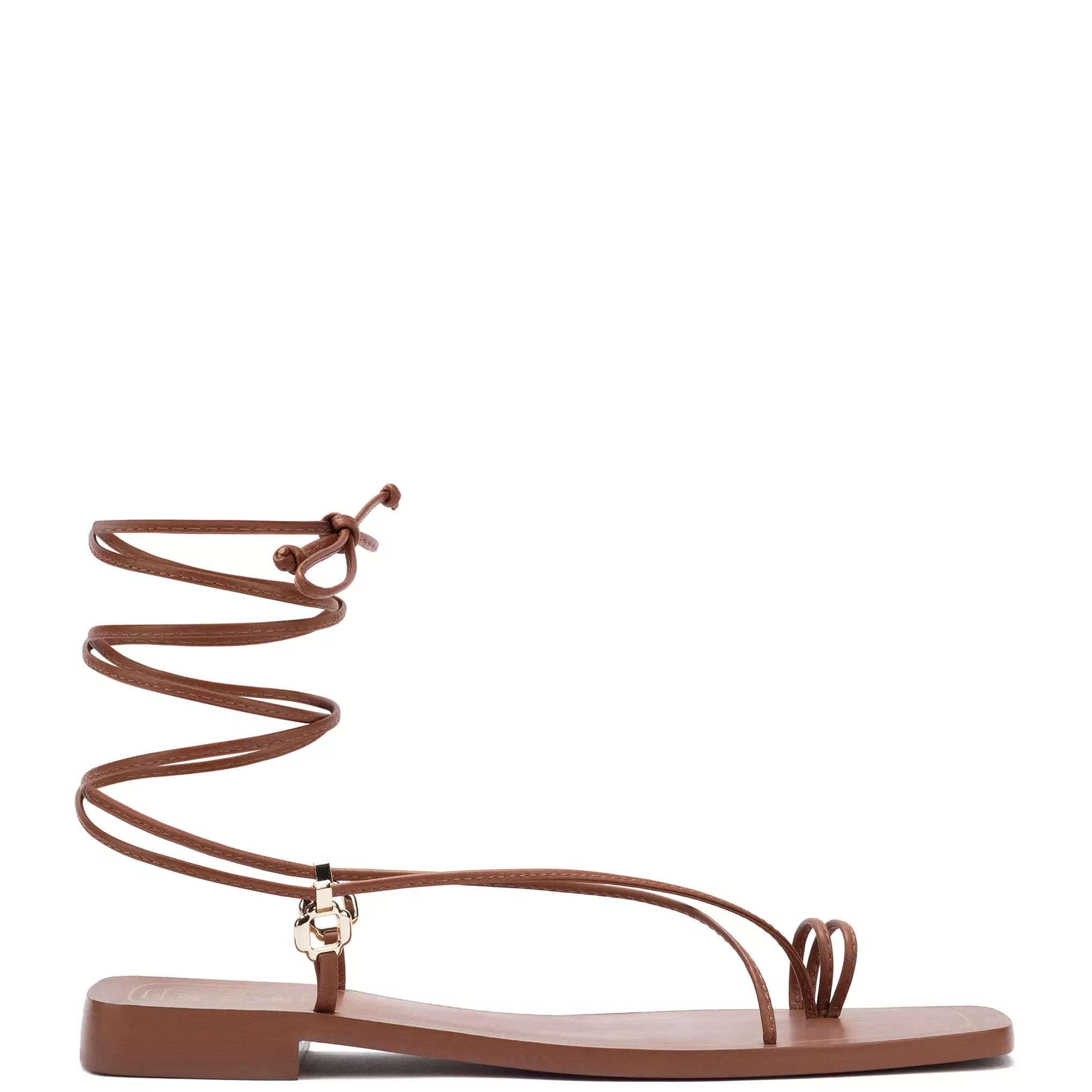 Portofino Flat Sandal In Caramel Leather