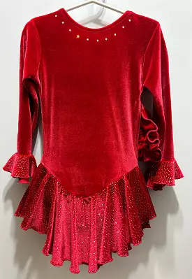 Quad Club QC0638  Youth 8-10 Red Velvet Skate Dress