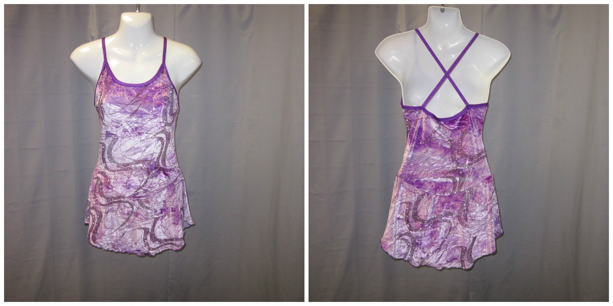 Quad Club QC0921  Adult Small Purple Tie Dye Skate Dress