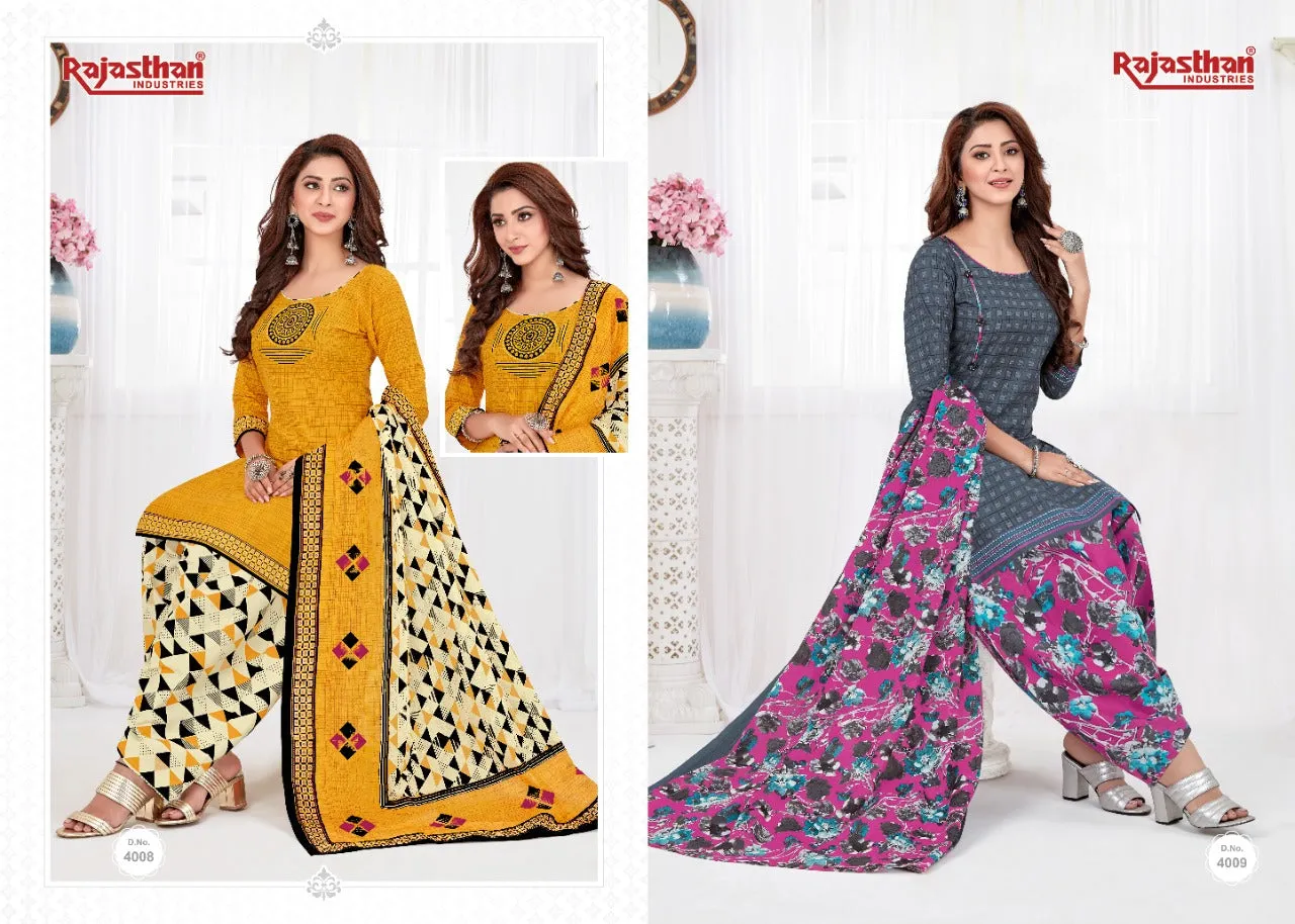 Rajasthan Industries Presents Patiyala Pari Vol 4 Cotton Printed Casual Suit Collection