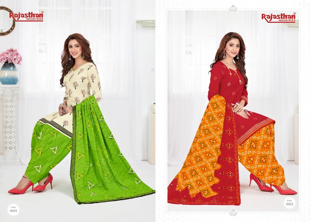 Rajasthan Industries Presents Patiyala Pari Vol 4 Cotton Printed Casual Suit Collection