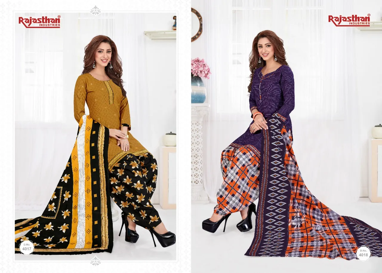 Rajasthan Industries Presents Patiyala Pari Vol 4 Cotton Printed Casual Suit Collection