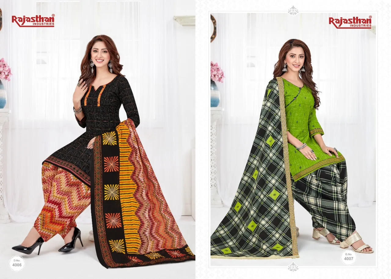 Rajasthan Industries Presents Patiyala Pari Vol 4 Cotton Printed Casual Suit Collection