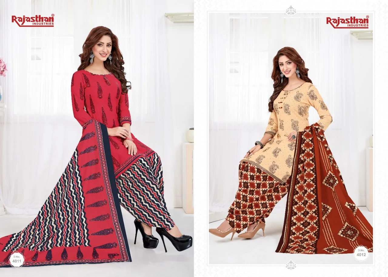 Rajasthan Industries Presents Patiyala Pari Vol 4 Cotton Printed Casual Suit Collection