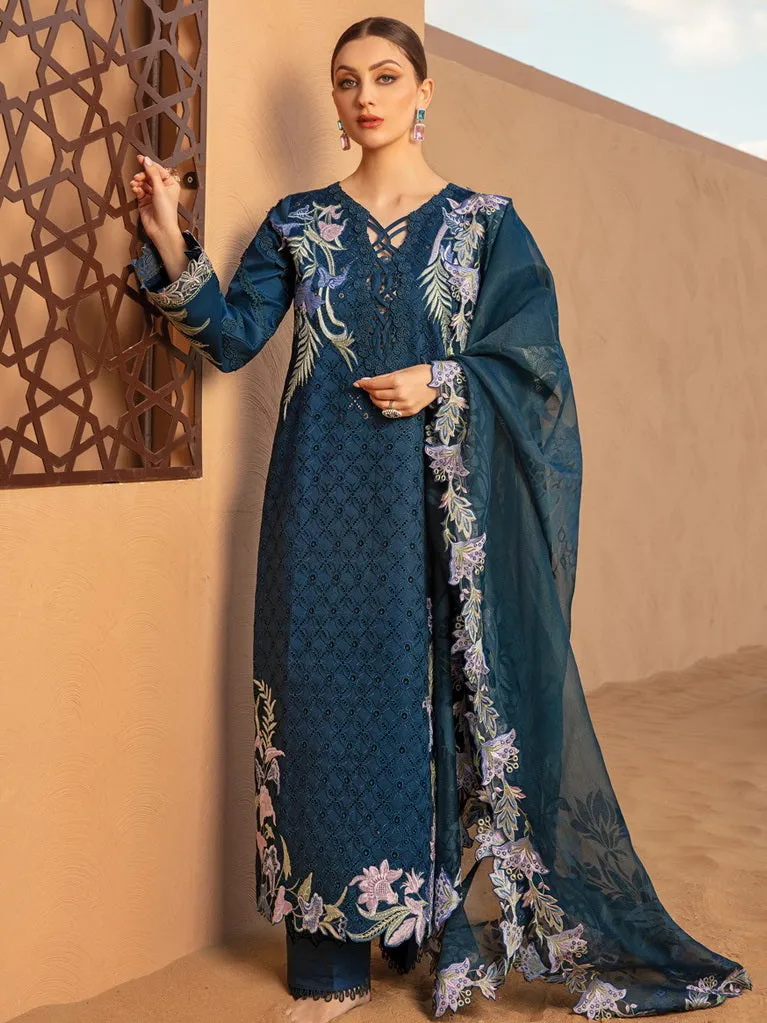 Rang Rasiya Premium Embroidered Lawn Unstitched 3Pc Suit D-06 MAHSA