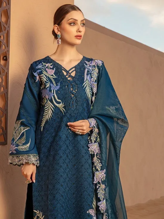 Rang Rasiya Premium Embroidered Lawn Unstitched 3Pc Suit D-06 MAHSA