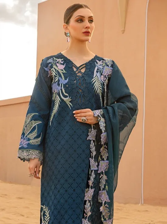 Rang Rasiya Premium Embroidered Lawn Unstitched 3Pc Suit D-06 MAHSA