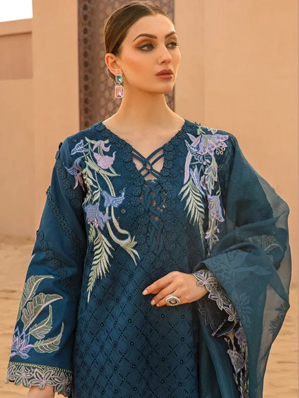 Rang Rasiya Premium Embroidered Lawn Unstitched 3Pc Suit D-06 MAHSA