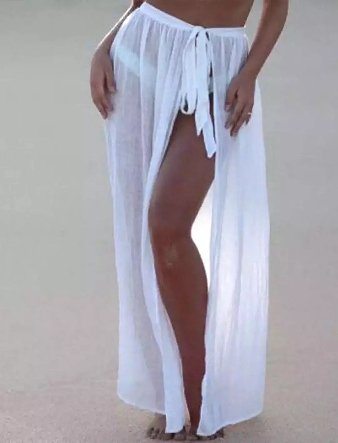 Sheer Tie Wrap Long Cover Up Skirt