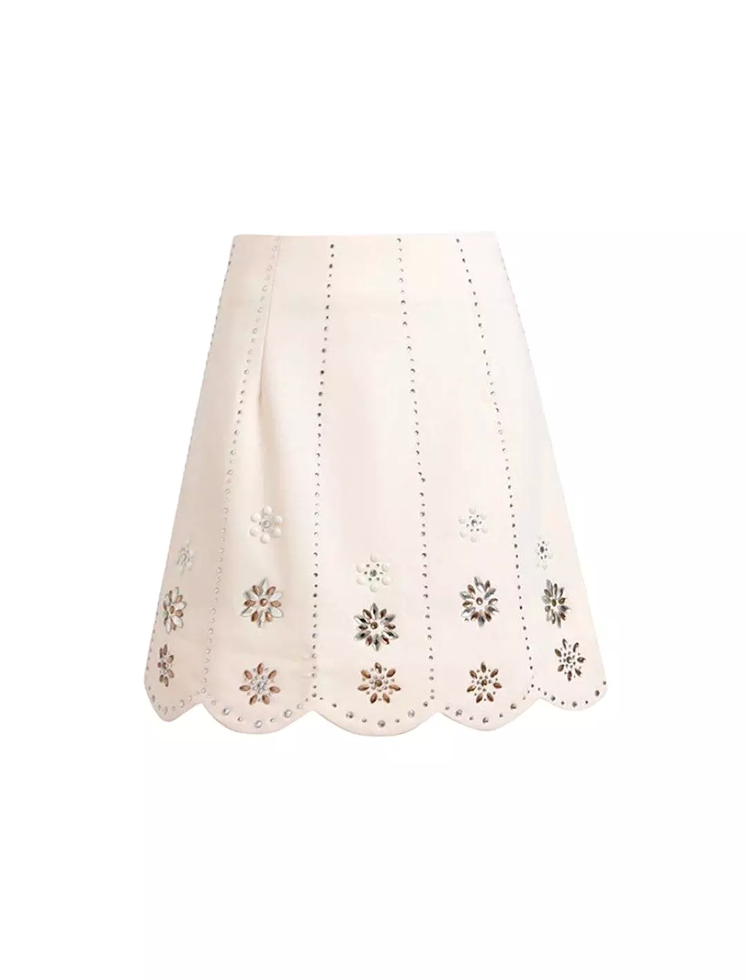 Short Skirt With Diamond Floral Beadings