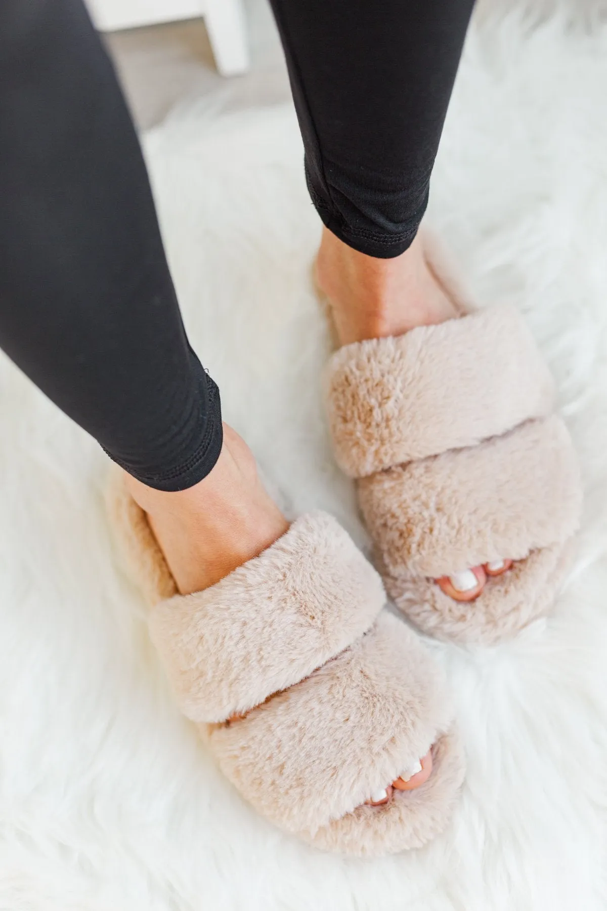 Soda Corset Faux Fur Slippers- Natural