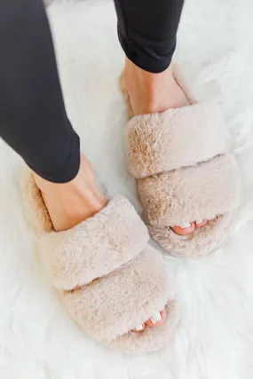 Soda Corset Faux Fur Slippers- Natural