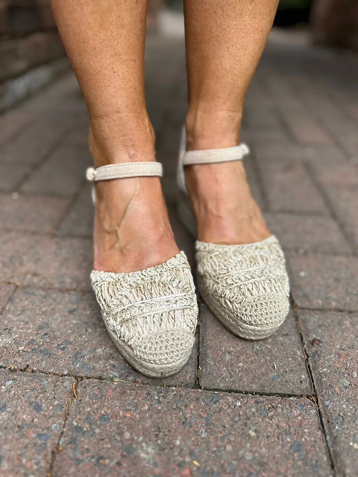 Stone Gold Shimmer Weaved Espadrille