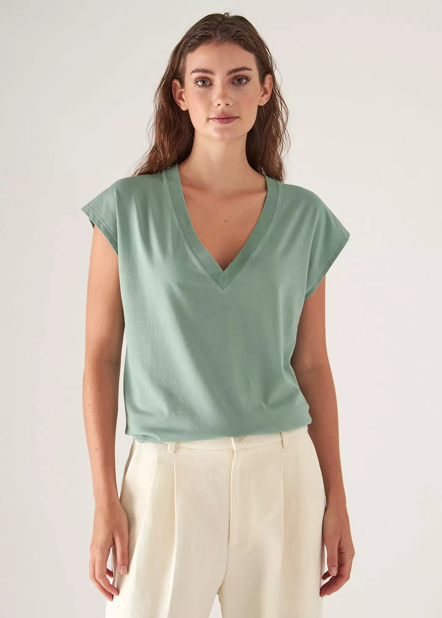 SUBLIME REACTIVE PIMA COTTON STRETCH DOLMAN V-NECK