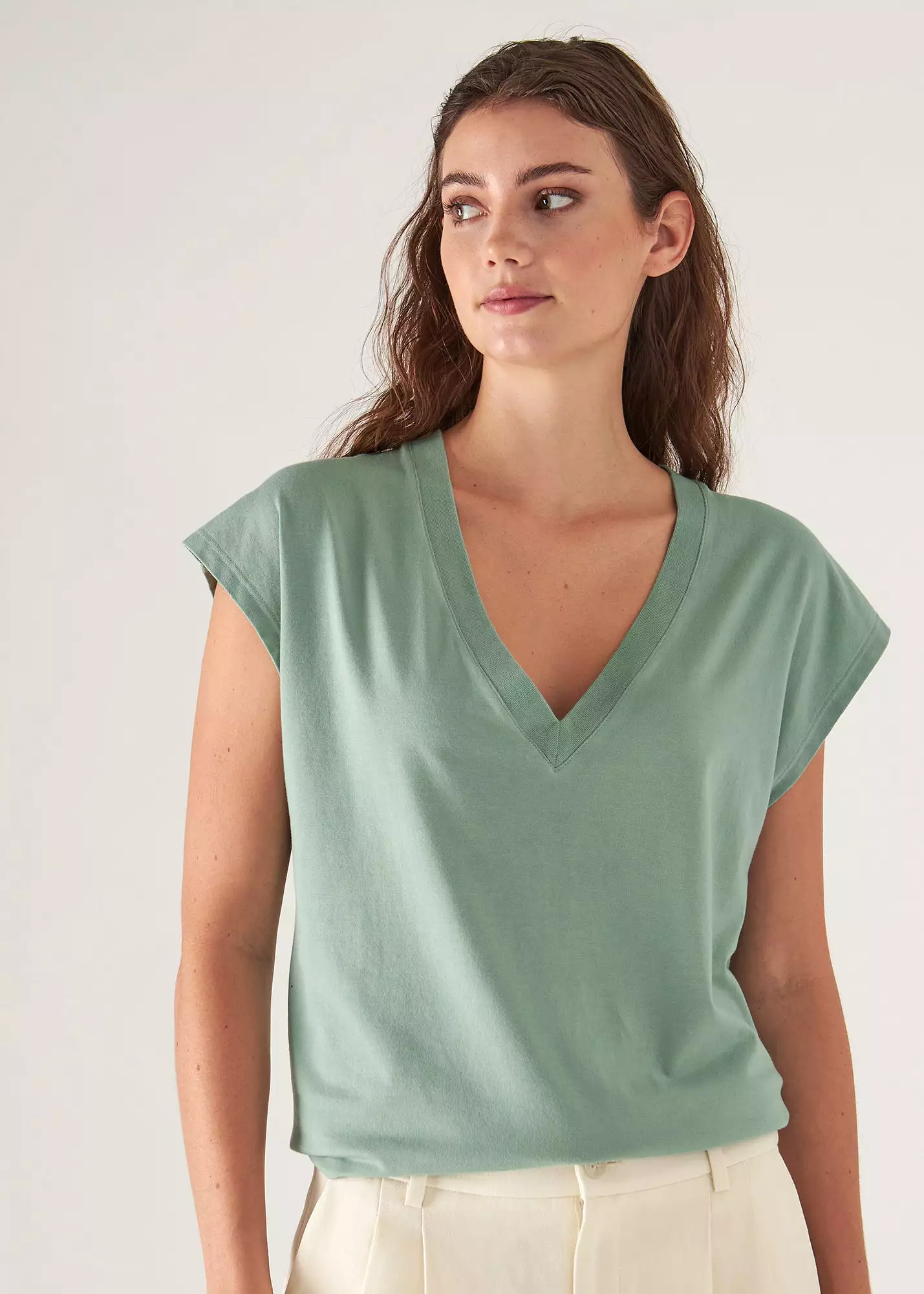 SUBLIME REACTIVE PIMA COTTON STRETCH DOLMAN V-NECK