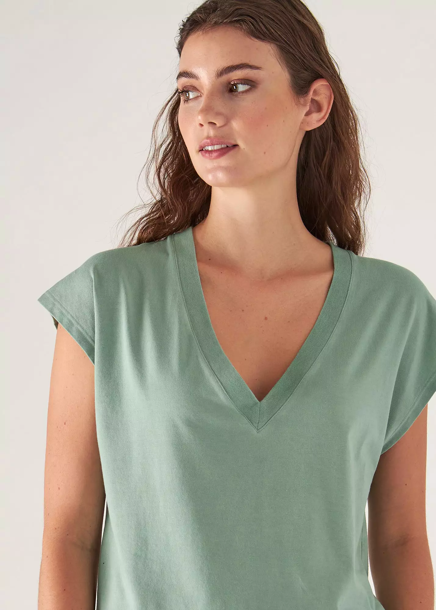 SUBLIME REACTIVE PIMA COTTON STRETCH DOLMAN V-NECK