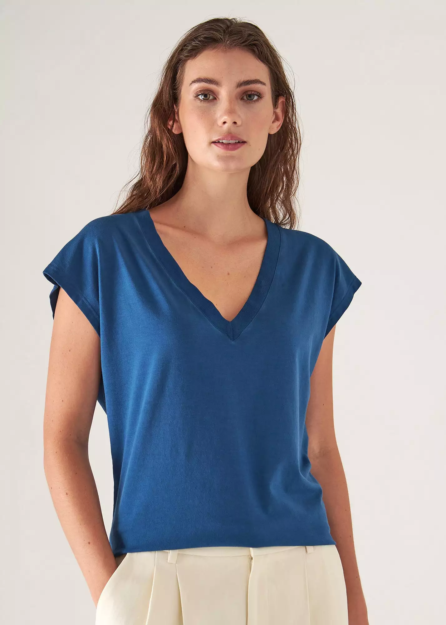 SUBLIME REACTIVE PIMA COTTON STRETCH DOLMAN V-NECK