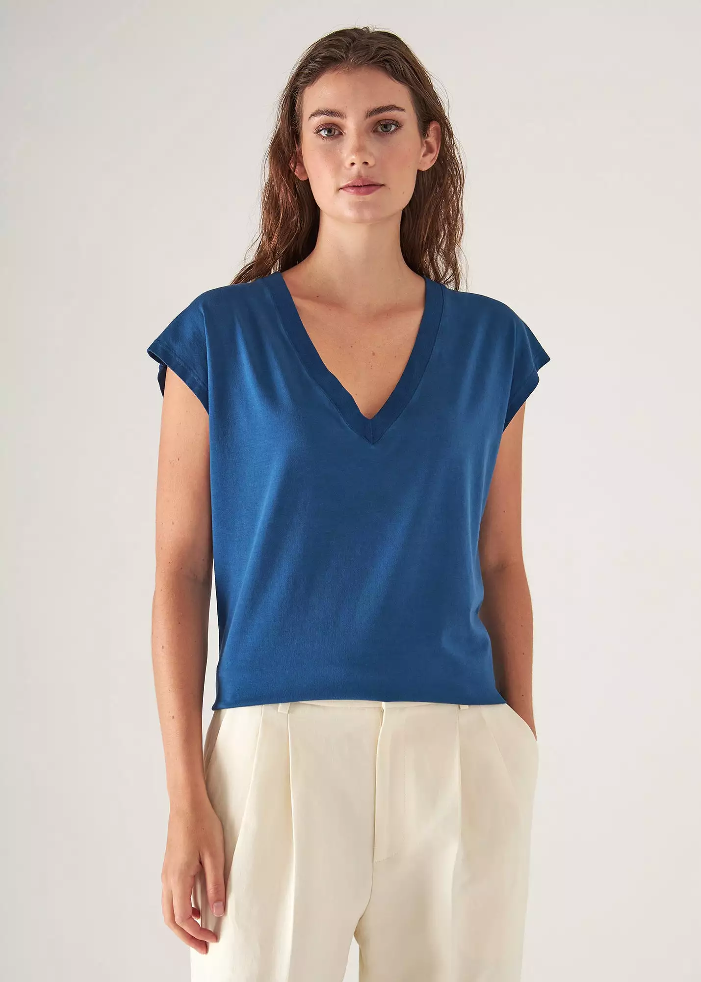 SUBLIME REACTIVE PIMA COTTON STRETCH DOLMAN V-NECK